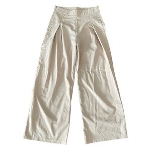 SHEIN Khaki Cream Beige High Rise Waisted Wide Leg Bottoms Pants Lightweight